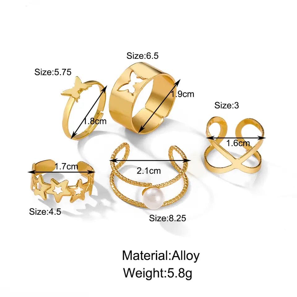 Set Of 5 Butterfly Cross Pearl Rings, Docona Elegant Rings, Vintage Elegant Imitation Rings, Vintage Butterfly Circle Joint Ring Boho Finger Rings Jewelry Set Of 5 Butterfly Cross Pearl Rings, Docona Elegant Rings, Vintage Elegant Imitation Rings, Vintage Butterfly Circle Joint Ring Boho Finger Rings Jewelry
